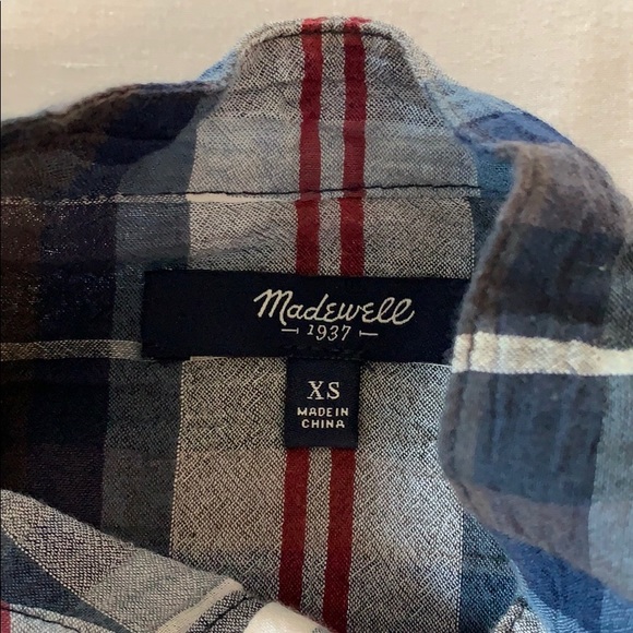 Madewell navy white red plaid tunic top - Picture 6 of 7